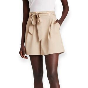 Kit And Ace Sand High Waist Sublime Pleated Tie Shorts 8